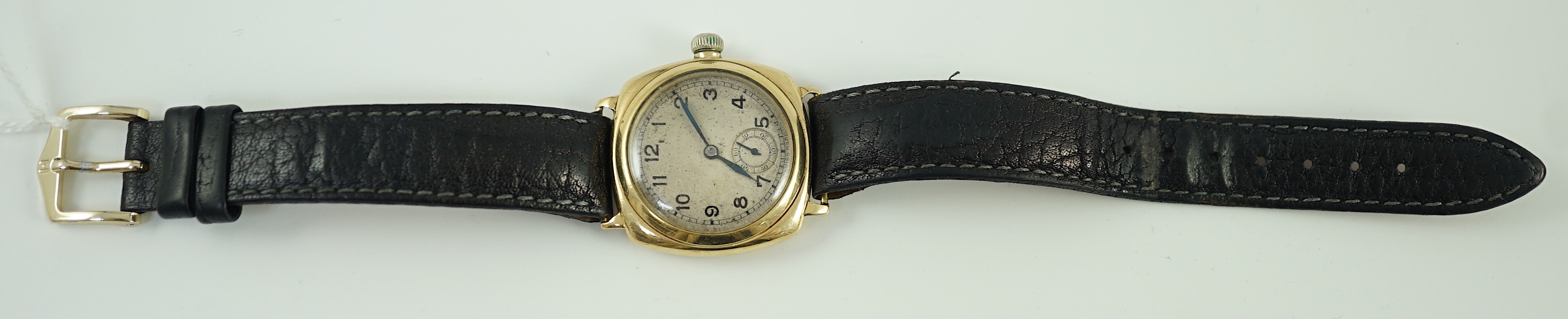 A gentleman's 1930's 9ct gold Rolex manual wind wrist watch